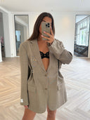 Remade oversized blazer tartan beige #65:65