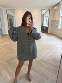 Remade oversized blazer tartan grey #44:44