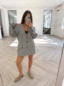 Remade oversized blazer mini checks black/white/red/blue #20:20