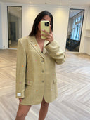 Remade oversized blazer tartan beige #02:02