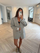 Remade oversized blazer tartan light grey/orange #45:45