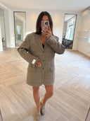 Remade oversized blazer tartan light taupe #07:07