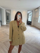 Remade oversized blazer tartan beige #92:92