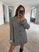 Remade oversized blazer tartan grey/blue #20:20