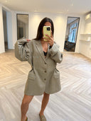 Remade oversized blazer tartan beige #85:85