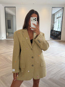 Remade oversized blazer tartan beige #92:92