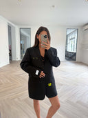 Remade oversized blazer tartan anthracite #11:11