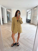 Remade oversized blazer tartan mustard beige #13:13