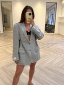 Remade oversized blazer tartan light grey/blue/beige #71:71