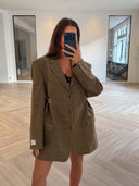 Remade oversized blazer striped pied de poule brown/blue/orange/green