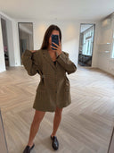 Remade oversized blazer striped pied de poule brown/blue/orange/green