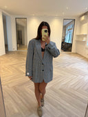 Remade oversized blazer pied de poule blue/green #51:51
