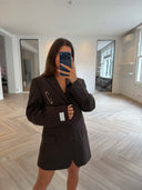 Remade oversized blazer striped brown #11:11