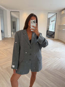 Remade oversized blazer tartan grey #44:44