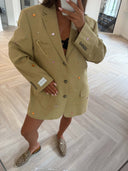 Remade oversized blazer tartan beige #92:92