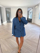 Remade oversized blazer tartan blue/orange/yellow #75:75