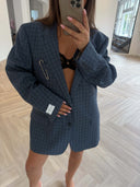 Remade oversized blazer check blue #79:79