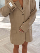 Remade oversized blazer tartan beige #37:37