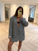 Remade oversized blazer pied de poule blue/green #51:51