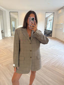 Remade oversized blazer tartan light taupe #07:07
