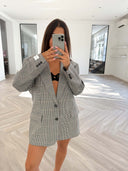 Remade oversized blazer mini checks black/white/red/blue #20:20