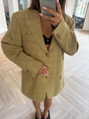 Remade oversized blazer tartan mustard beige #13:13