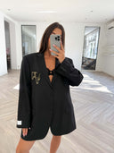 Remade oversized blazer striped anthracite #10:10