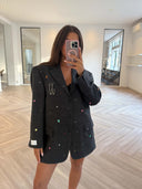 Remade oversized blazer tartan anthracite #25:25