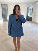 Remade oversized blazer tartan blue/orange/yellow #75:75