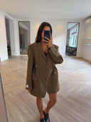 Remade oversized blazer striped pied de poule brown/blue/orange/green