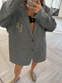 Remade oversized blazer tartan grey #25:25