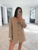 Remade oversized blazer striped beige #13:13