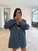 Remade oversized blazer check blue #79:79