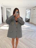 Remade oversized blazer tartan grey #25:25