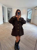Remade oversized blazer tartan brown #78:78