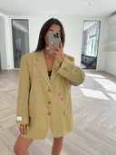 Remade oversized blazer tartan beige #40:40