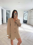 Remade oversized blazer striped beige #13:13