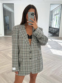 Remade oversized blazer pied de poule black/green/yellow/purple #35:35