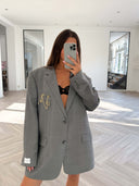 Remade oversized blazer tartan grey #25:25