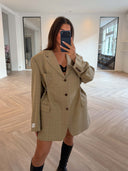 Remade oversized blazer tartan beige/blue/orange #34:34