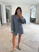 Remade oversized blazer tartan blue #60:60