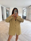 Remade oversized blazer tartan mustard beige #13:13