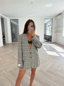 Remade oversized blazer pied de poule black/green/yellow/purple #35:35