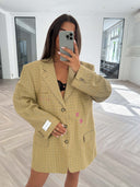 Remade oversized blazer tartan beige #40:40