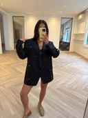 Remade oversized blazer tartan navy #44:44