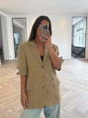 Remade oversized blazer tartan beige #58:58