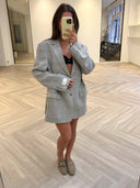 Remade oversized blazer tartan light grey/blue/beige #71:71