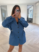 Remade oversized blazer tartan blue/orange/yellow #75:75