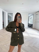 Remade oversized blazer tartan army green #44:44