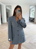 Remade oversized blazer tartan blue #60:60